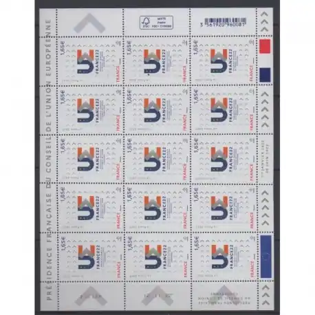 Offre Limitée France - Feuillets de France - 2022 - No F46 - Présidence conseil UE - Europe