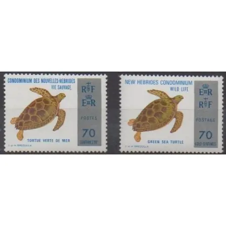 Marque Nouvelles-Hébrides - 1974 - No 380 et 384 - Tortues