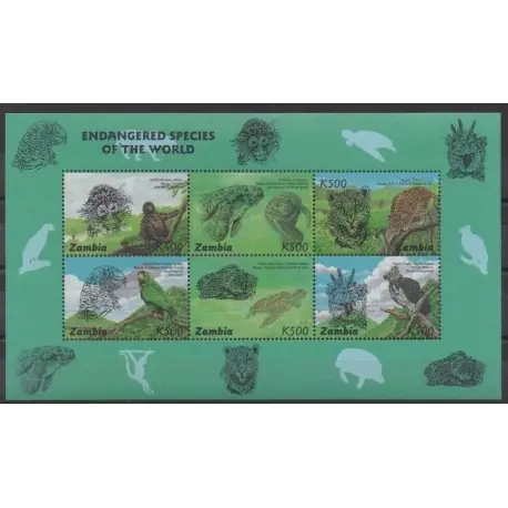 Offre Exclusive Zambie - 1996 - No 631/636 - Animaux - Espèces menacées - WWF