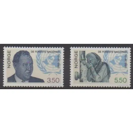 Norvège - 1995 - No 1144/1145 - Nations unies Haute Qualité