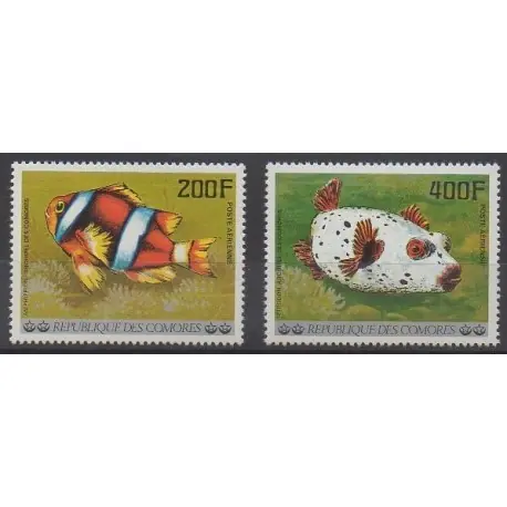 Prix Choc Comores - 1977 - No PA128/PA129 - Vie marine