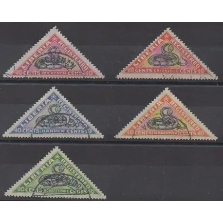 Livraison Express Liberia - 1921 - No TPLC 25/29 - Reptiles - Oblitérés