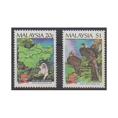Malaisie - 1989 - No 435/436 - Animaux - Parcs et jardins Réduction