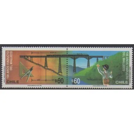 Certifié Chili - 1990 - No 1007/1008 - Ponts