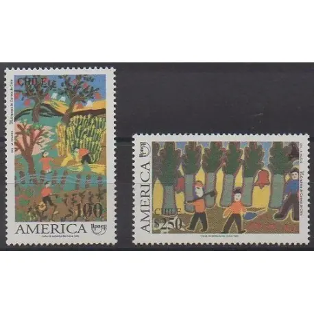 Chili - 1995 - No 1273/1274 - Dessins d'enfants - Environnement Nouvelle Collection