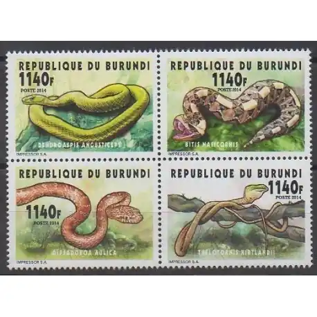 Burundi - 2014 - No 2293/2296 - Reptiles Promotion Saisonnière