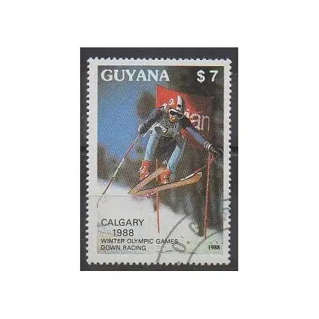 Guyana - 1988 - No 2050U - Jeux olympiques d'hiver - Oblitéré Prix Promo