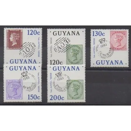 Haute Qualité Guyana - 1983 - No 883/887 - Timbres sur timbres