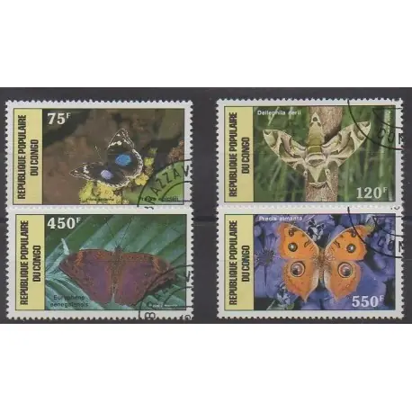 Petit Prix Congo (République du) - 1987 - No PA371/PA374 - Insectes - Oblitérés