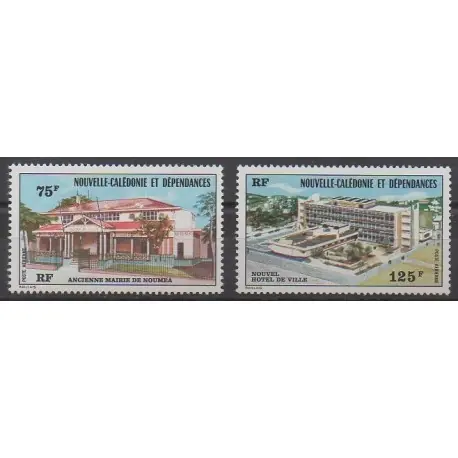 Paiement Sécurisé Nouvelle-Calédonie - Poste aérienne - 1976 - No PA174/PA175 - Monuments