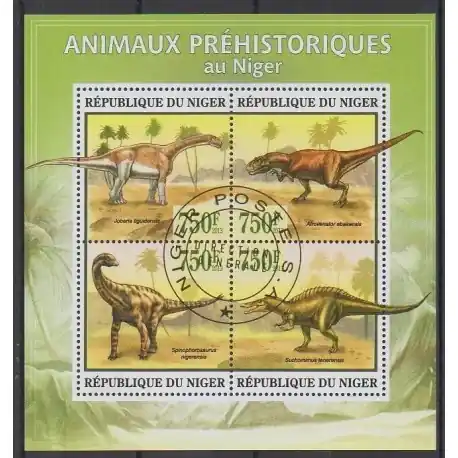 Niger - 2013 - No 1825/1828 - Animaux préhistoriques - Oblitérés Vente Directe